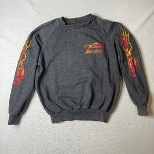Unbranded Hot Ride Sweatshirt Mens Medium Gray Flame Graphic Motorcycle Biker
